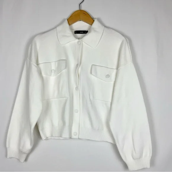 Mango Long Sleeve Cardigan With Shirt Collar And Pockets - Picture 7 of 16